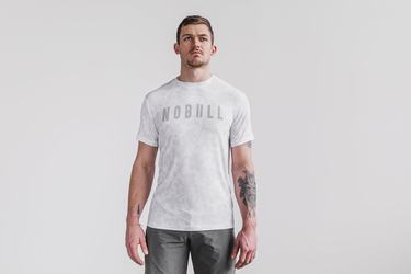 Nobull Men's T Shirts White Pink | Australia (CR3042)